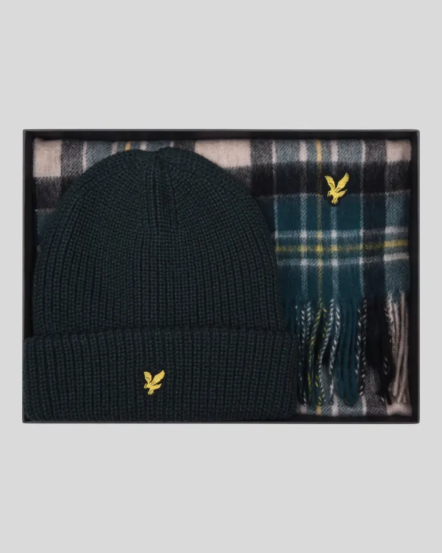 Lambswool Blend Checked Scarf & Beanie Gift Set sold by Lyle & Scott