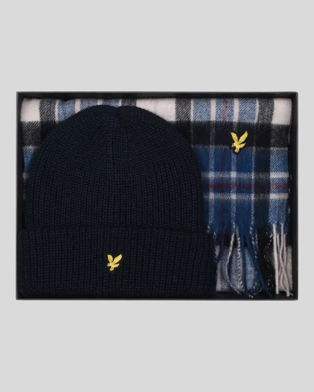 Lambswool Blend Checked Scarf & Beanie Gift Set sold by Lyle & Scott