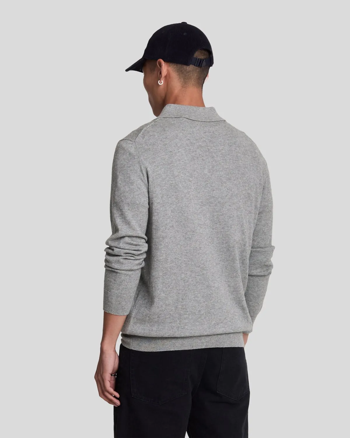 Cotton Merino Long Sleeve Knitted Polo Shirt sold by Lyle & Scott product image thumbnail 3