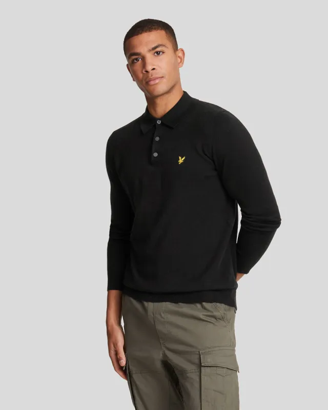 Merino Blend Long Sleeve Polo Shirt sold by Lyle & Scott