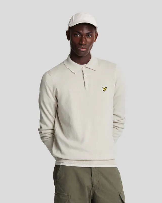 Cotton Merino Long Sleeve Knitted Polo Shirt sold by Lyle & Scott