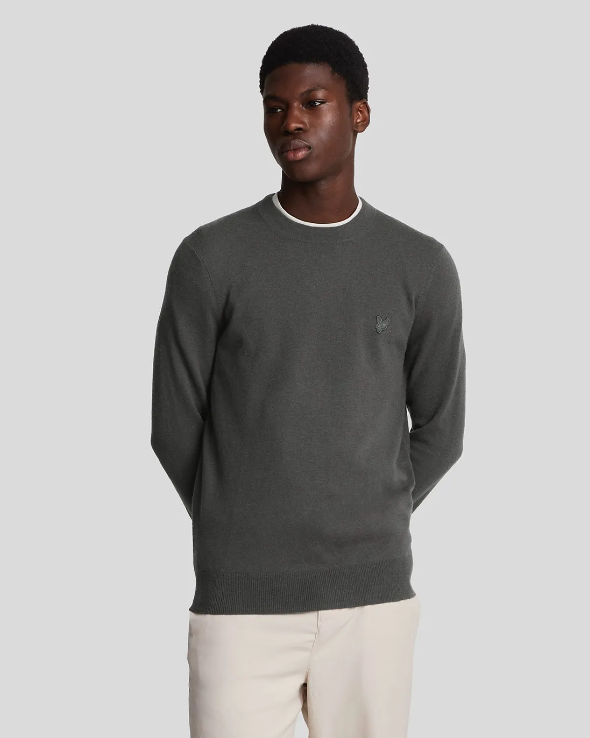 Tonal Eagle Lambswool Crew Neck Jumper sold by Lyle & Scott