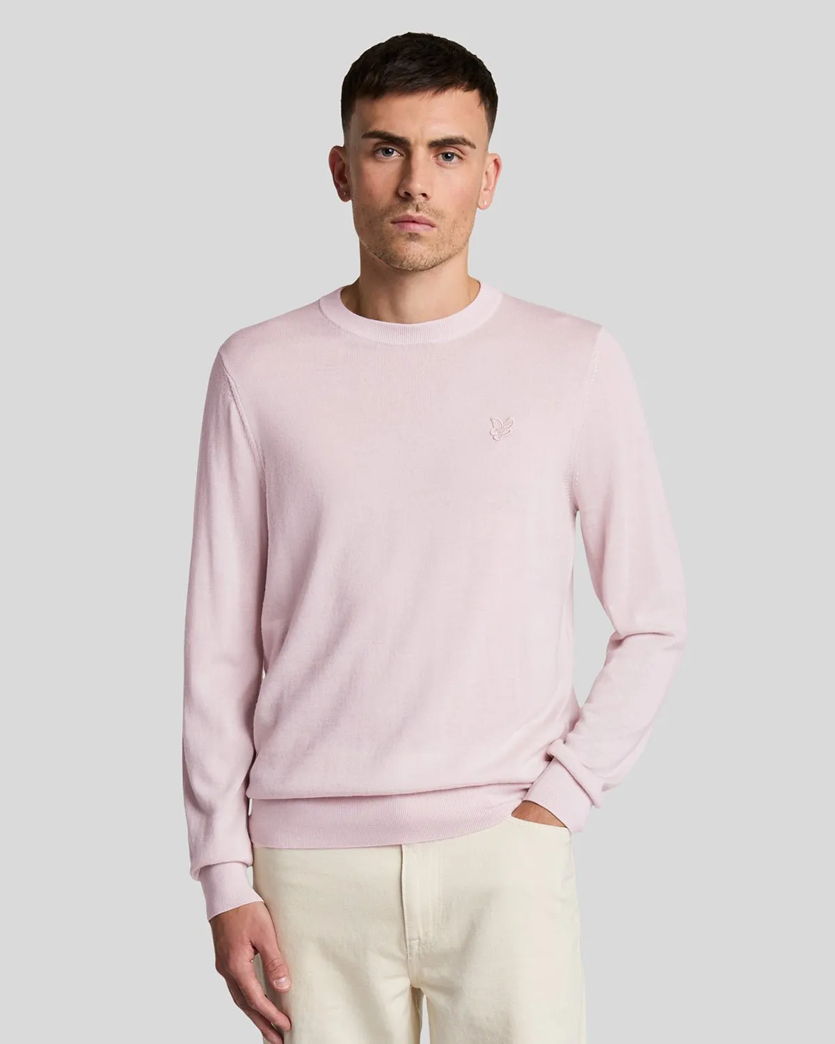 Tonal Eagle Merino Crew Neck Jumper sold by Lyle & Scott