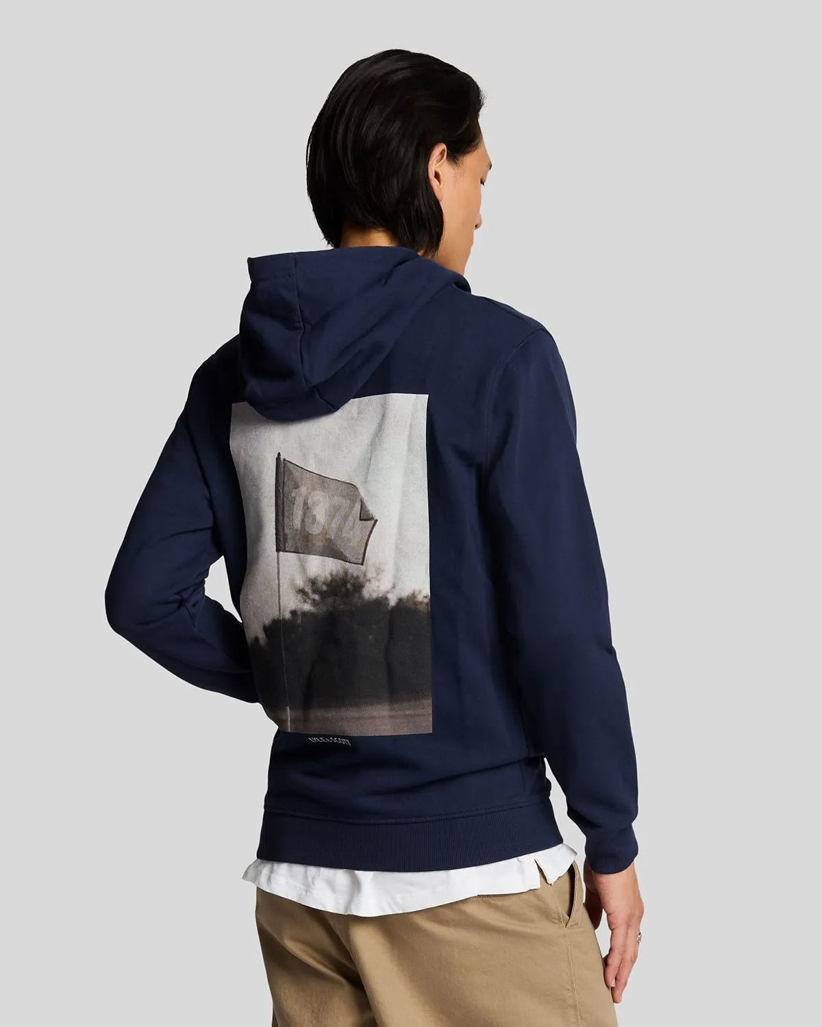 Flag Print Pullover Hoodie sold by Lyle & Scott