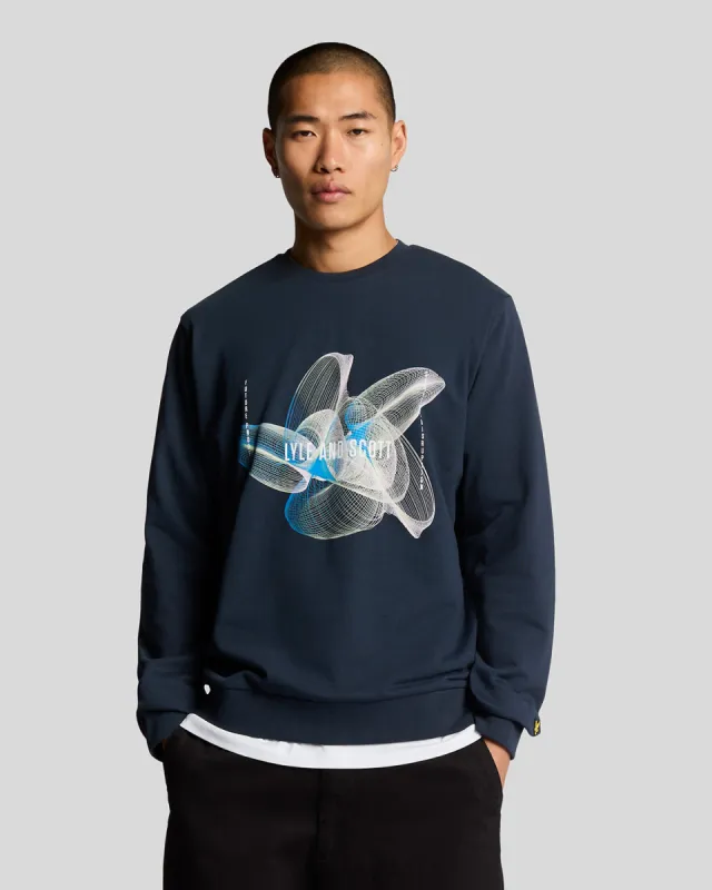 3D Line Graphic Crew Neck Sweatshirt sold by Lyle & Scott