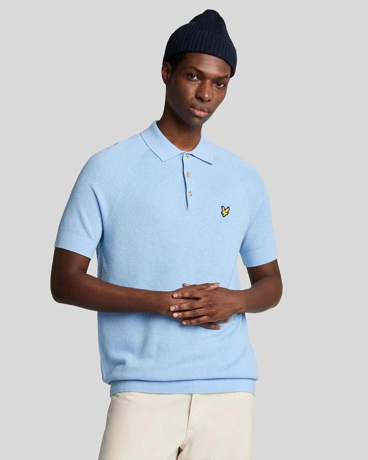 Linen Blend Knitted Polo Shirt sold by Lyle & Scott