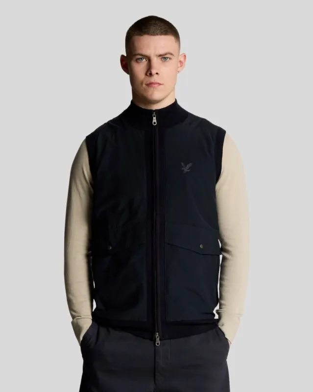 Milano Hybrid Full Zip Knitted Vest sold by Lyle & Scott