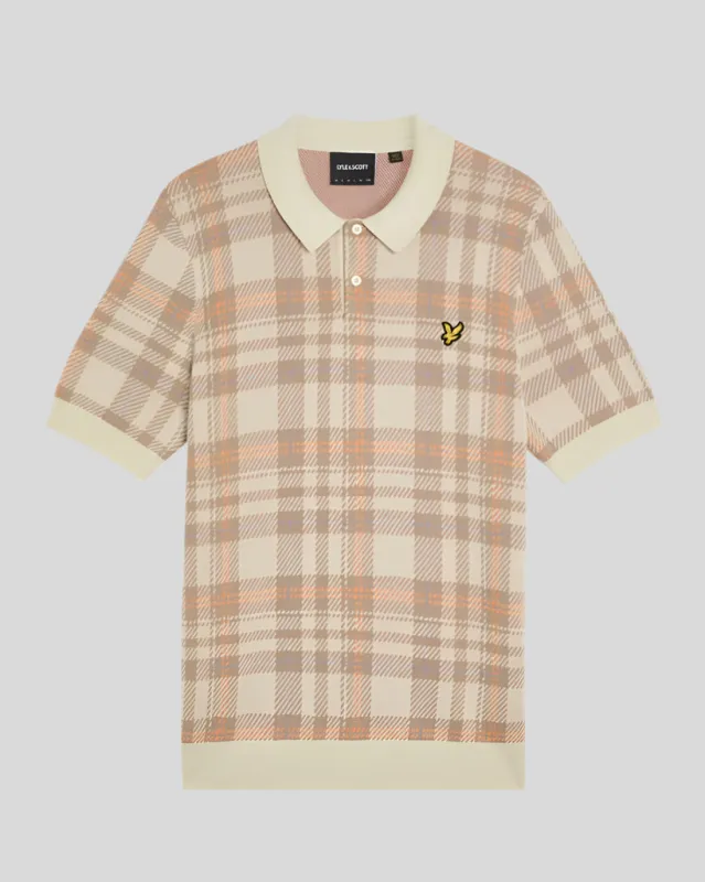 Tartan Knitted Polo Shirt sold by Lyle & Scott