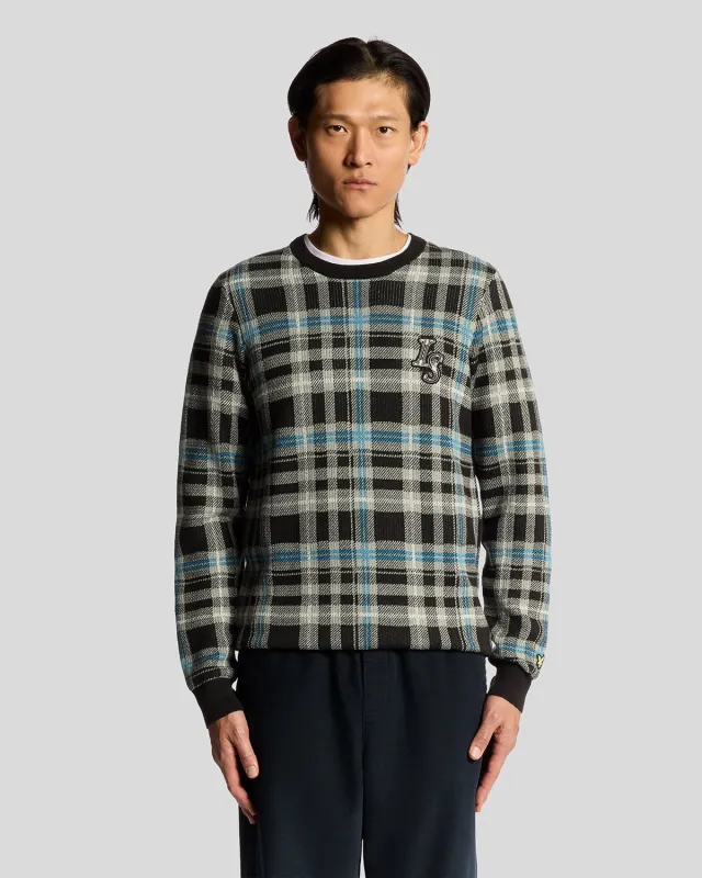 Ribbed Tartan Crew Neck Jumper sold by Lyle & Scott