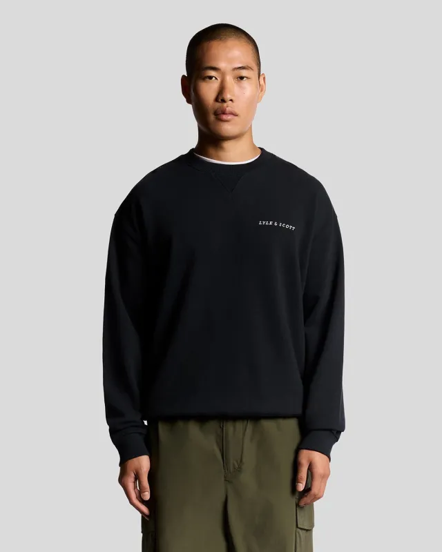 Script Brushback Fleece Sweatshirt sold by Lyle & Scott