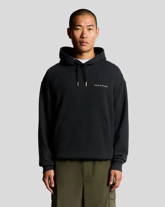 Script Brushback Fleece Hoodie sold by Lyle & Scott