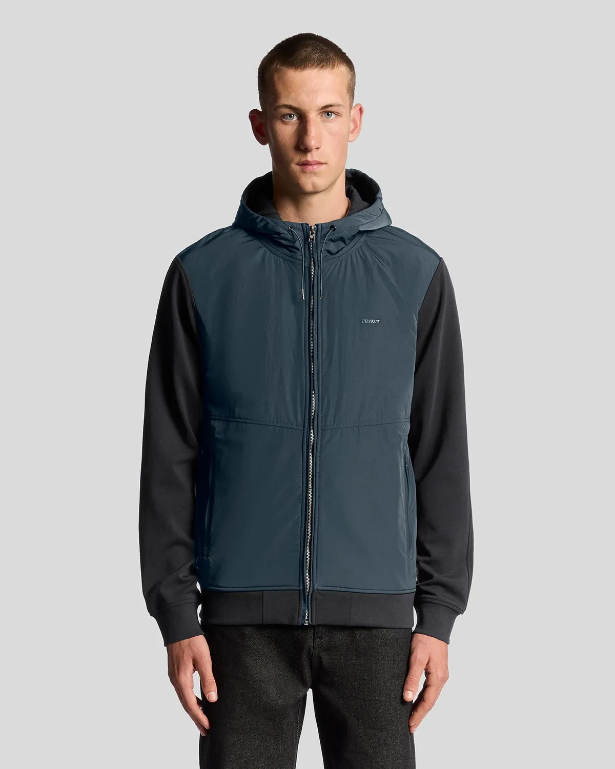 Half Raglan Sleeve Panneled Hoodie sold by Lyle & Scott