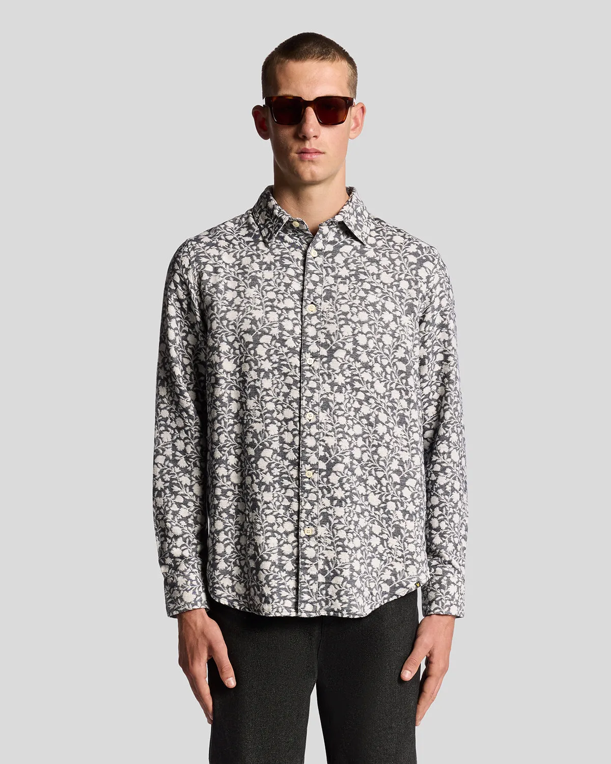 Viscose Blend Floral Jacquard Shirt sold by Lyle & Scott