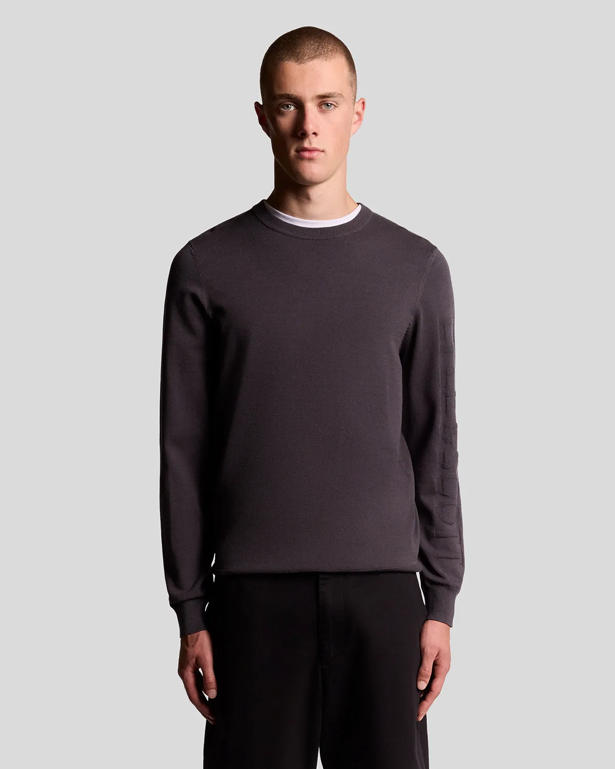 Mesh Logo Crew Neck Jumper sold by Lyle & Scott