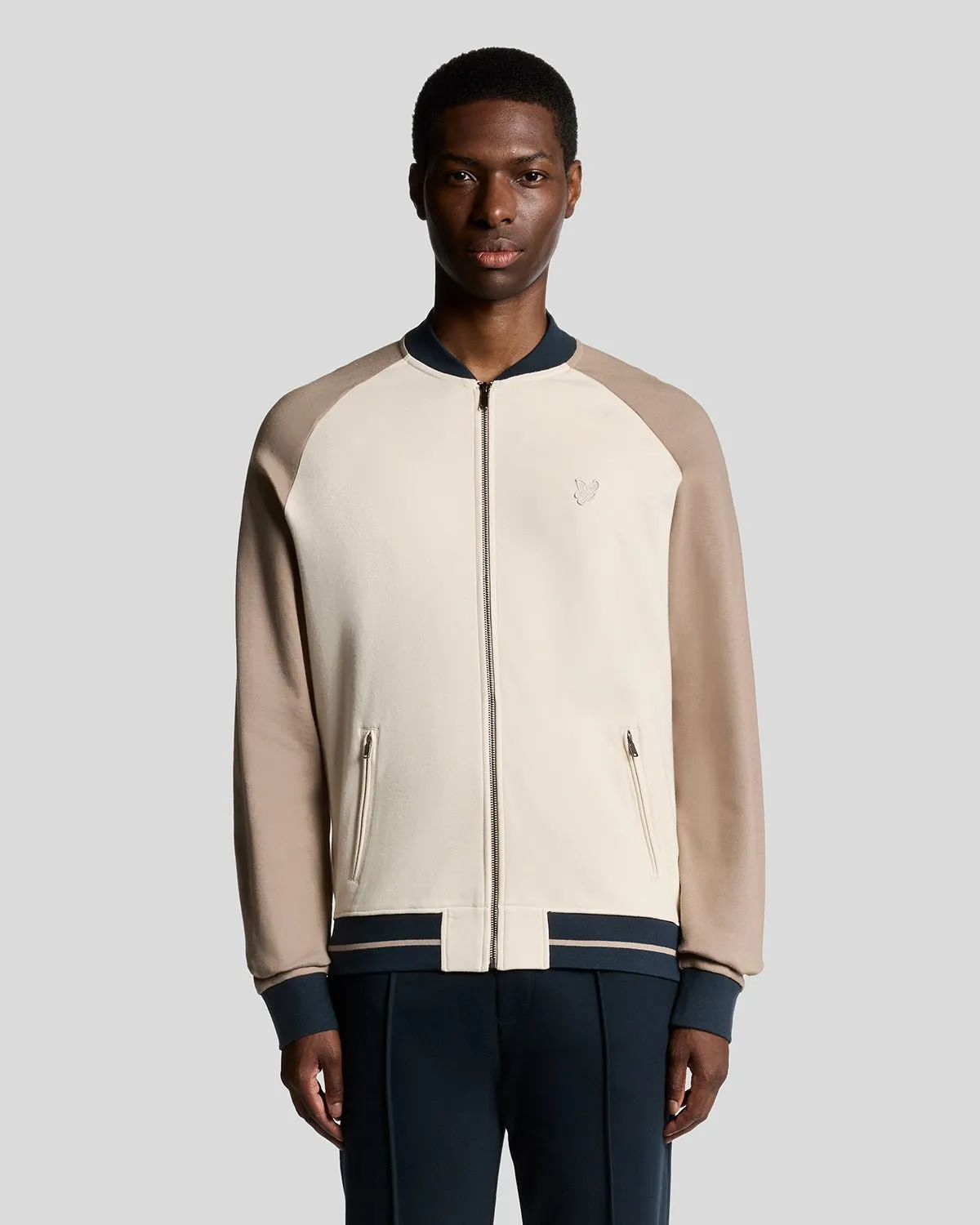 Heavyweight Contrast Raglan Bomber sold by Lyle & Scott
