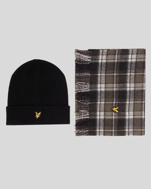 Lambswool Blend Scarf and Beanie Set sold by Lyle & Scott