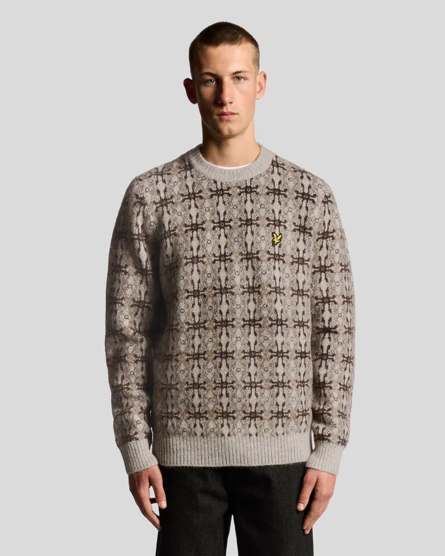 Brushed Intarsia Knitted Crew Jumper sold by Lyle & Scott