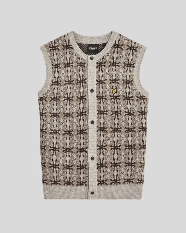 Brushed Intarsia Knitted Cardigan sold by Lyle & Scott product image thumbnail 5