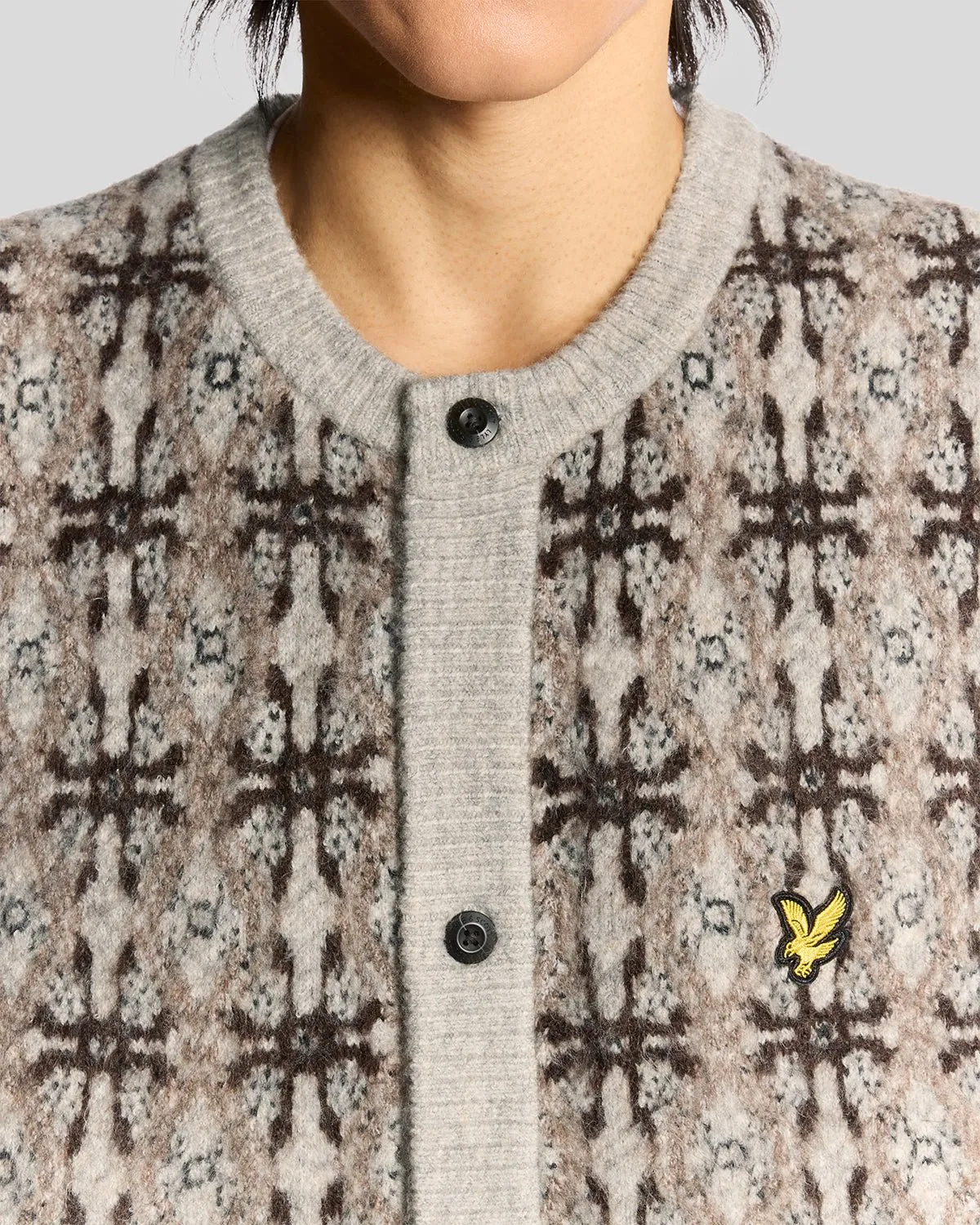 Brushed Intarsia Knitted Cardigan sold by Lyle & Scott product image thumbnail 3