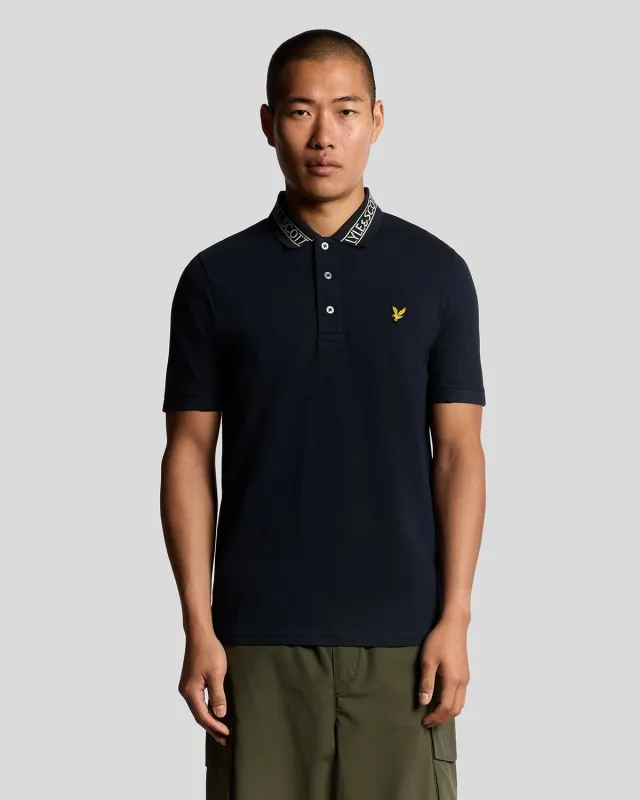 Collar Logo Ribbed Polo Shirt sold by Lyle & Scott