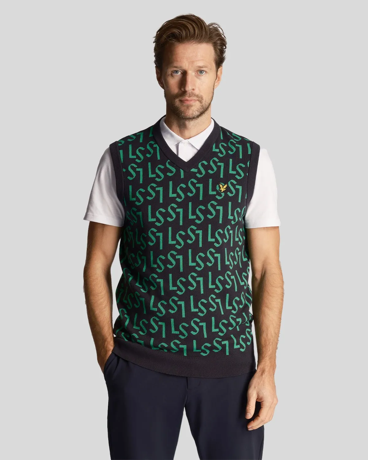 Monogram Knitted Vest sold by Lyle & Scott