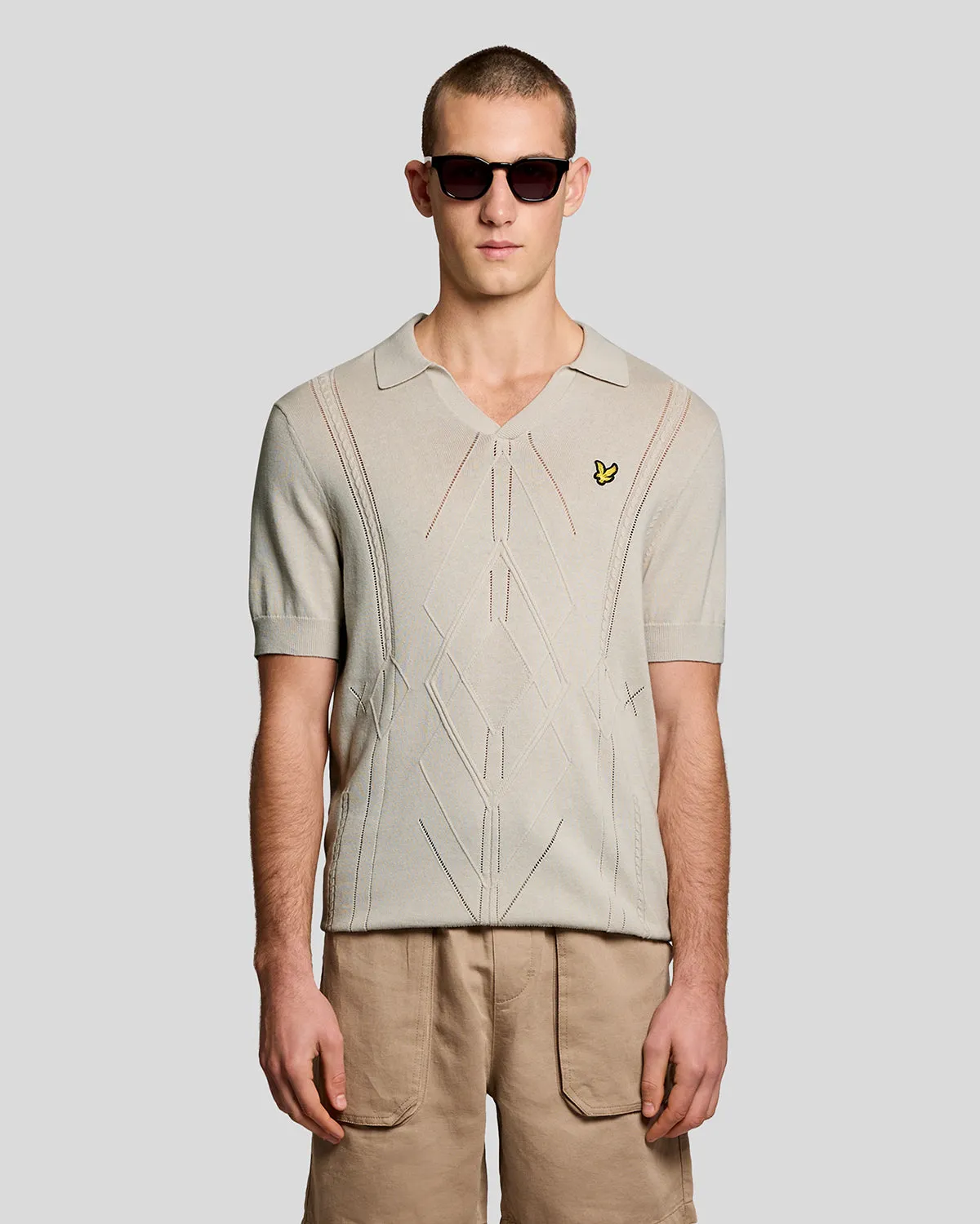 Open Collar Argyle Knitted Polo Shirt sold by Lyle & Scott