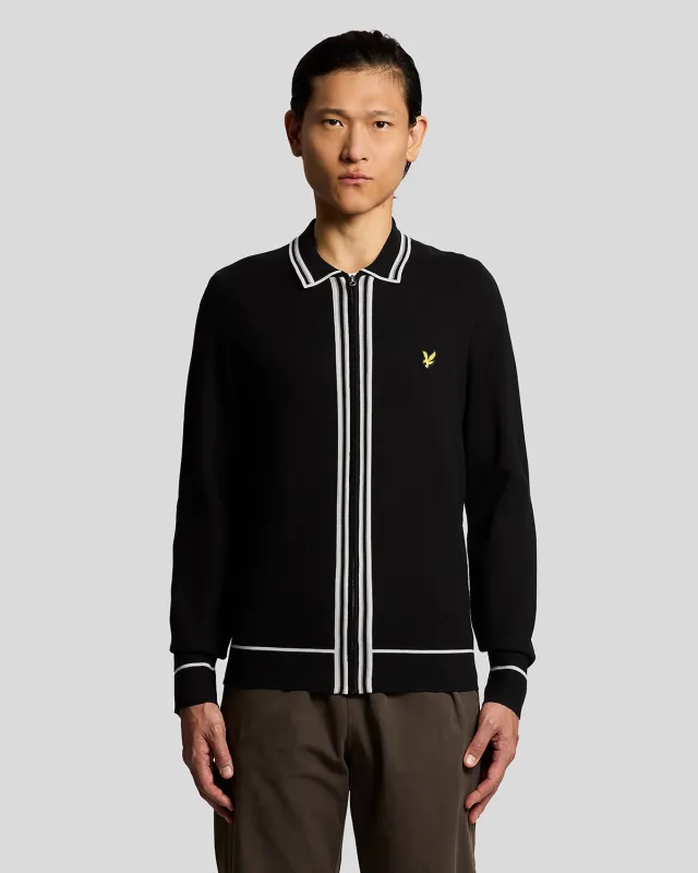 Tipped Full Zip Knitted Jumper made by Lyle & Scott