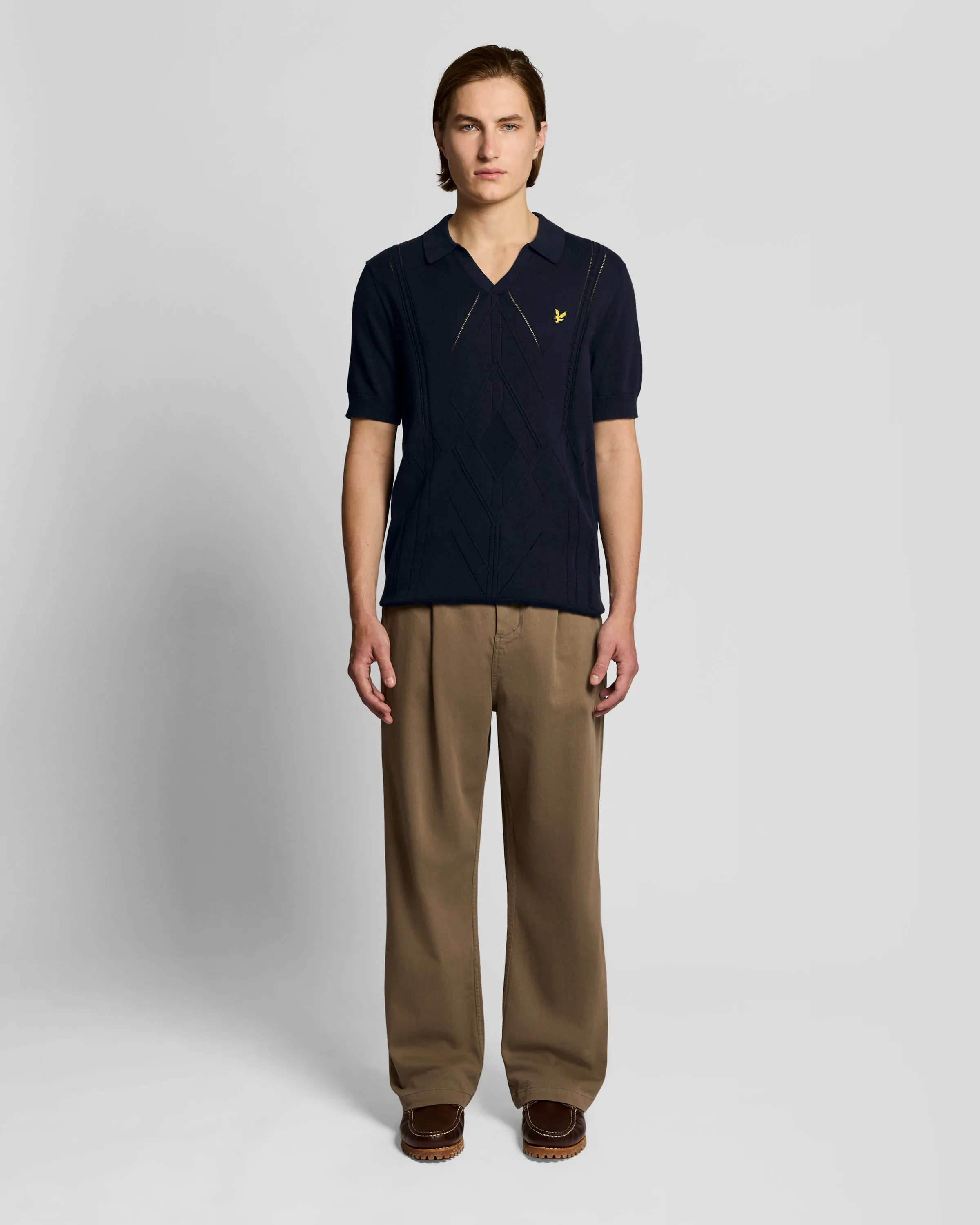 Open Collar Argyle Knitted Polo Shirt sold by Lyle & Scott product image thumbnail 2