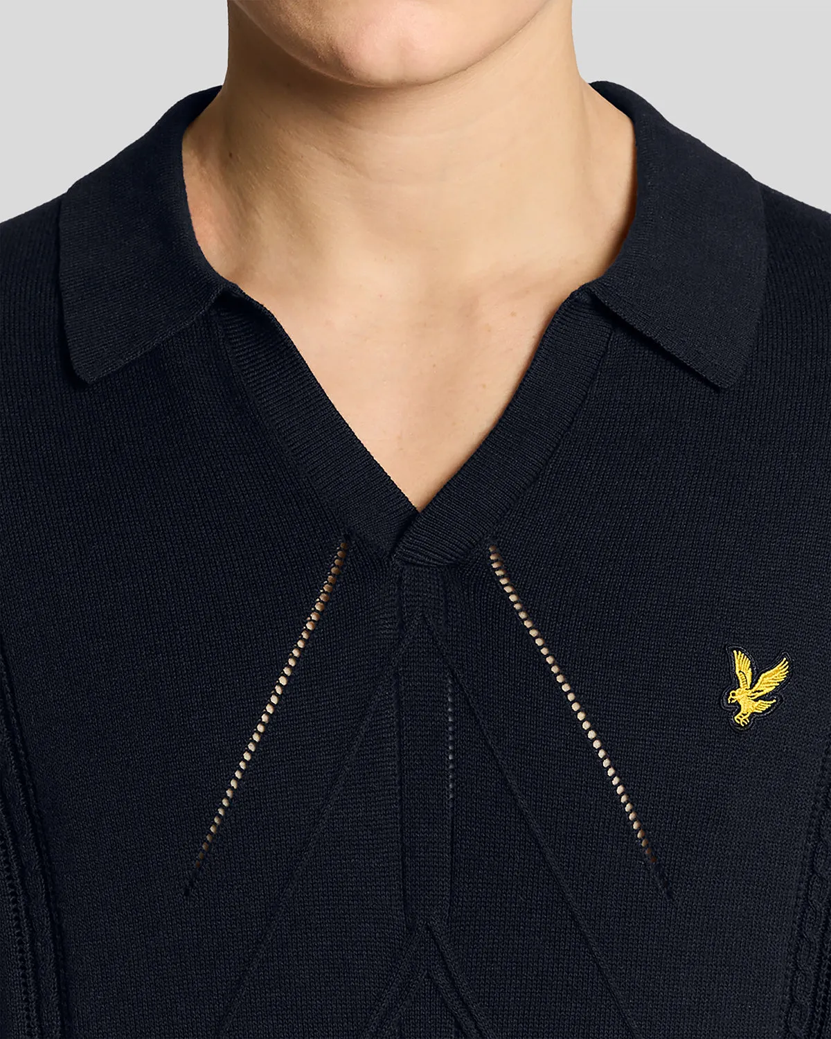 Open Collar Argyle Knitted Polo Shirt sold by Lyle & Scott product image thumbnail 3