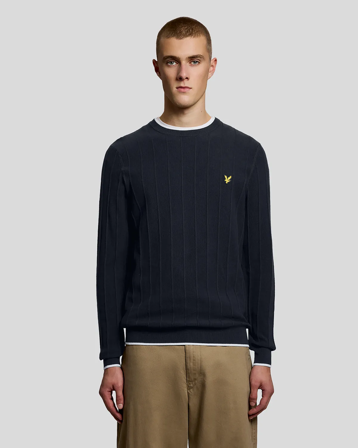 Tipped Pique Knitted Crew Neck Jumper sold by Lyle & Scott