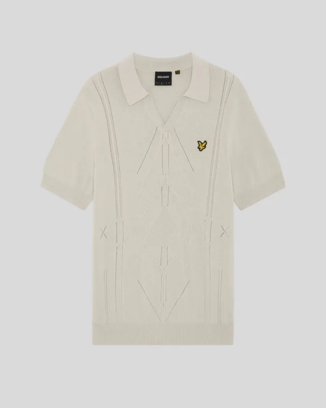 Open Collar Argyle Knitted Polo Shirt sold by Lyle & Scott