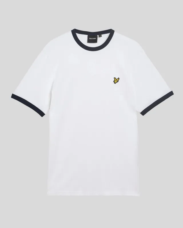 Ringer Cotton Crew Neck T-Shirt sold by Lyle & Scott