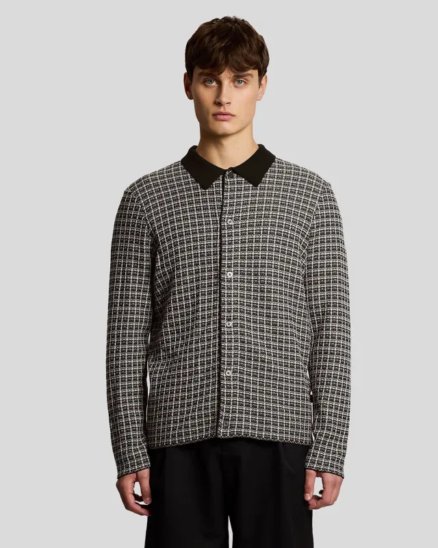 Basketweave Knitted Collared Cardigan sold by Lyle & Scott