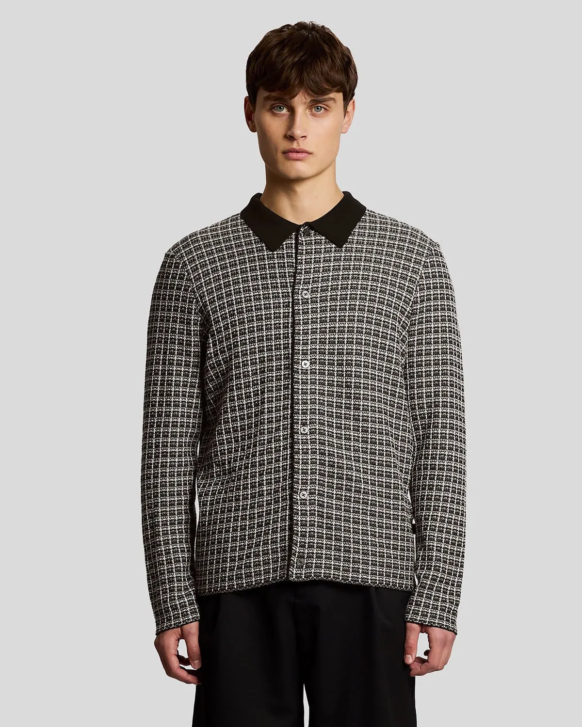 Basketweave Knitted Collared Cardigan sold by Lyle & Scott