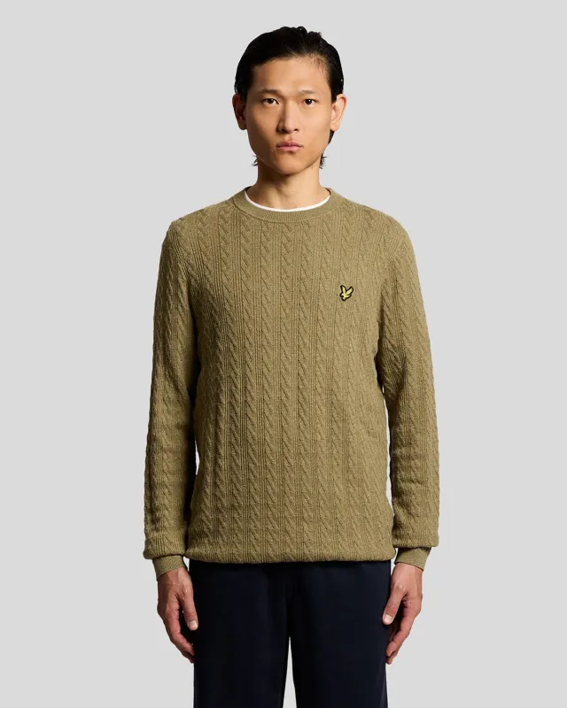 Linen Blend Ribbed Crew Neck Jumper made by Lyle & Scott