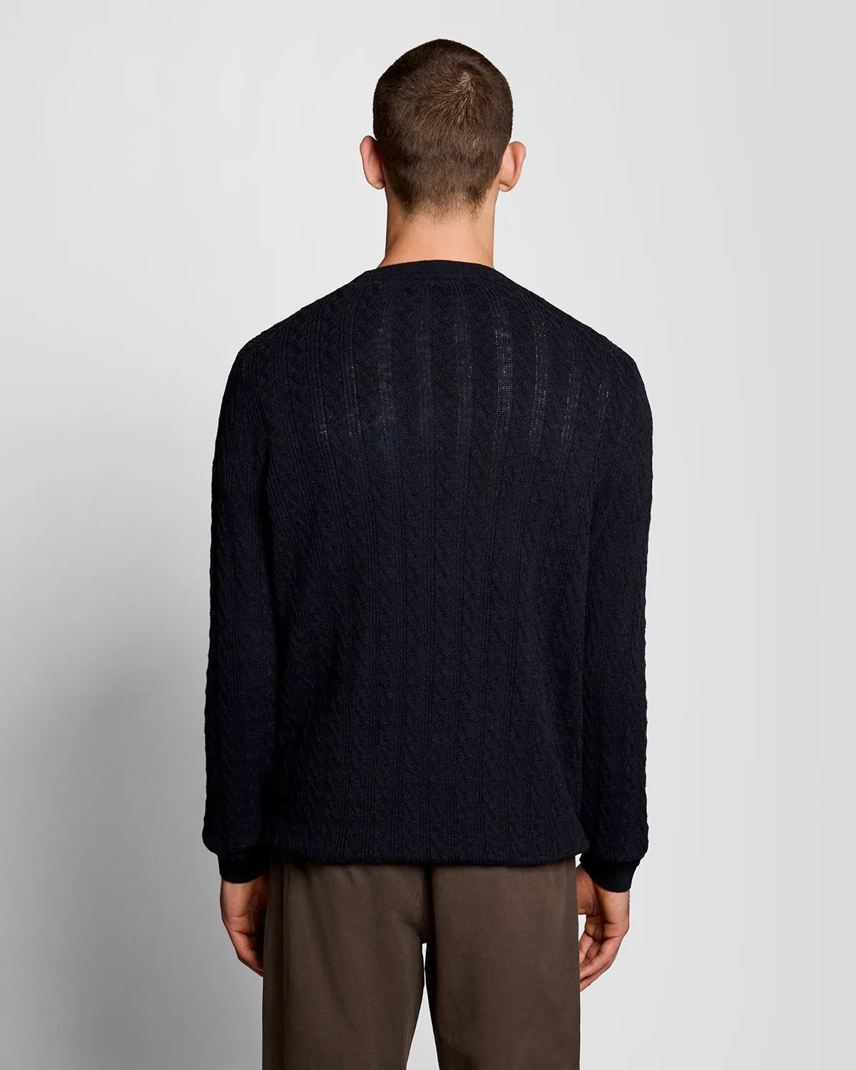 Linen Blend Ribbed Crew Neck Jumper sold by Lyle & Scott product image thumbnail 4