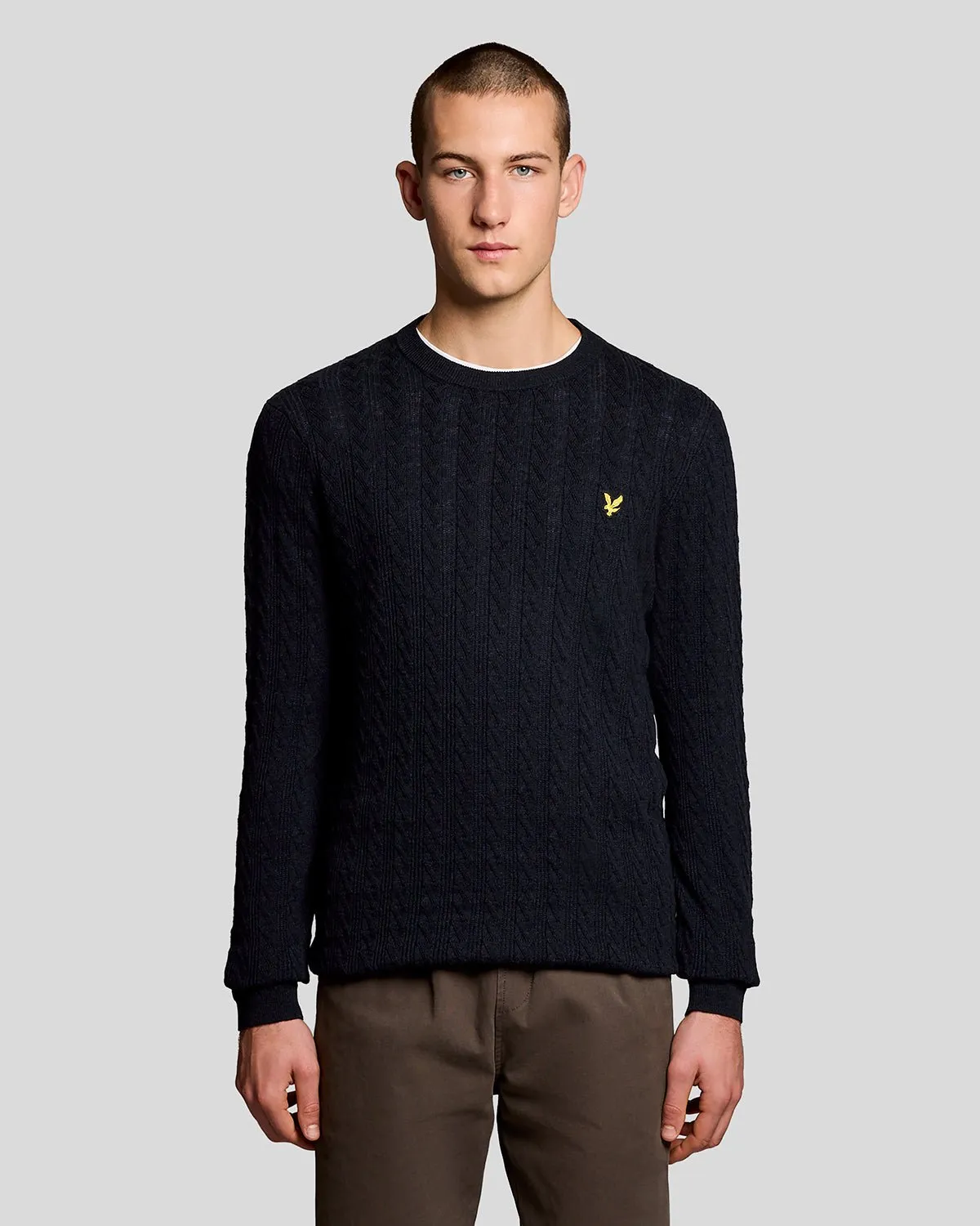 Linen Blend Ribbed Crew Neck Jumper sold by Lyle & Scott