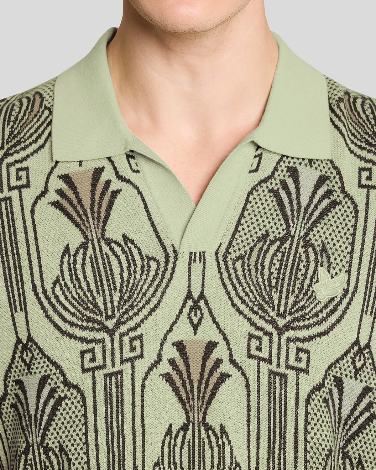 Botanical Print Knitted Polo Shirt sold by Lyle & Scott product image thumbnail 3