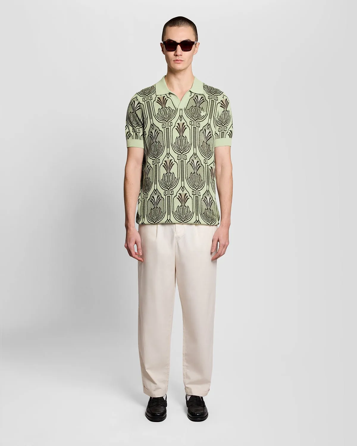 Botanical Print Knitted Polo Shirt sold by Lyle & Scott product image thumbnail 2