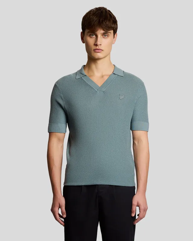 Open Collar Fine Knitted Polo Shirt sold by Lyle & Scott