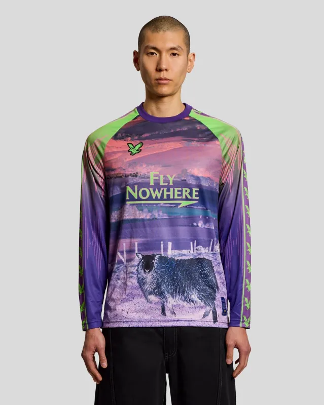 Black Sheep Graphic Long Sleeve Football Jersey made by Lyle & Scott