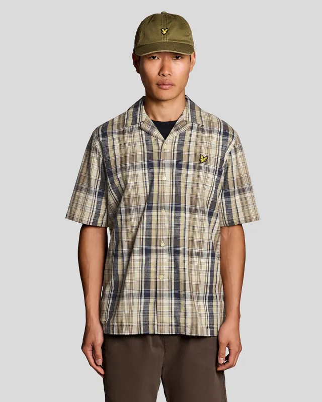 Short Sleeve Linen Blend Check Shirt made by Lyle & Scott