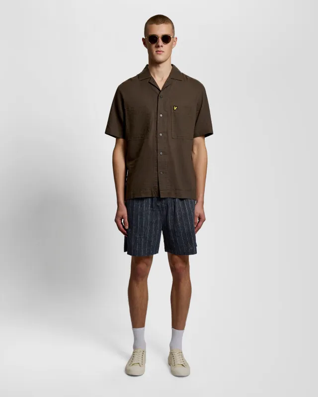 Linen Blend Stripe Shorts made by Lyle & Scott