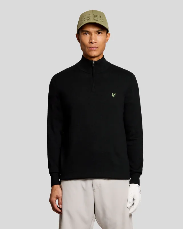 Green Eagle Cotton Blend 1/4 Zip Jumper made by Lyle & Scott
