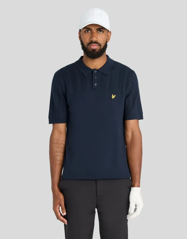 Texture Block Knitted Polo Shirt made by Lyle & Scott