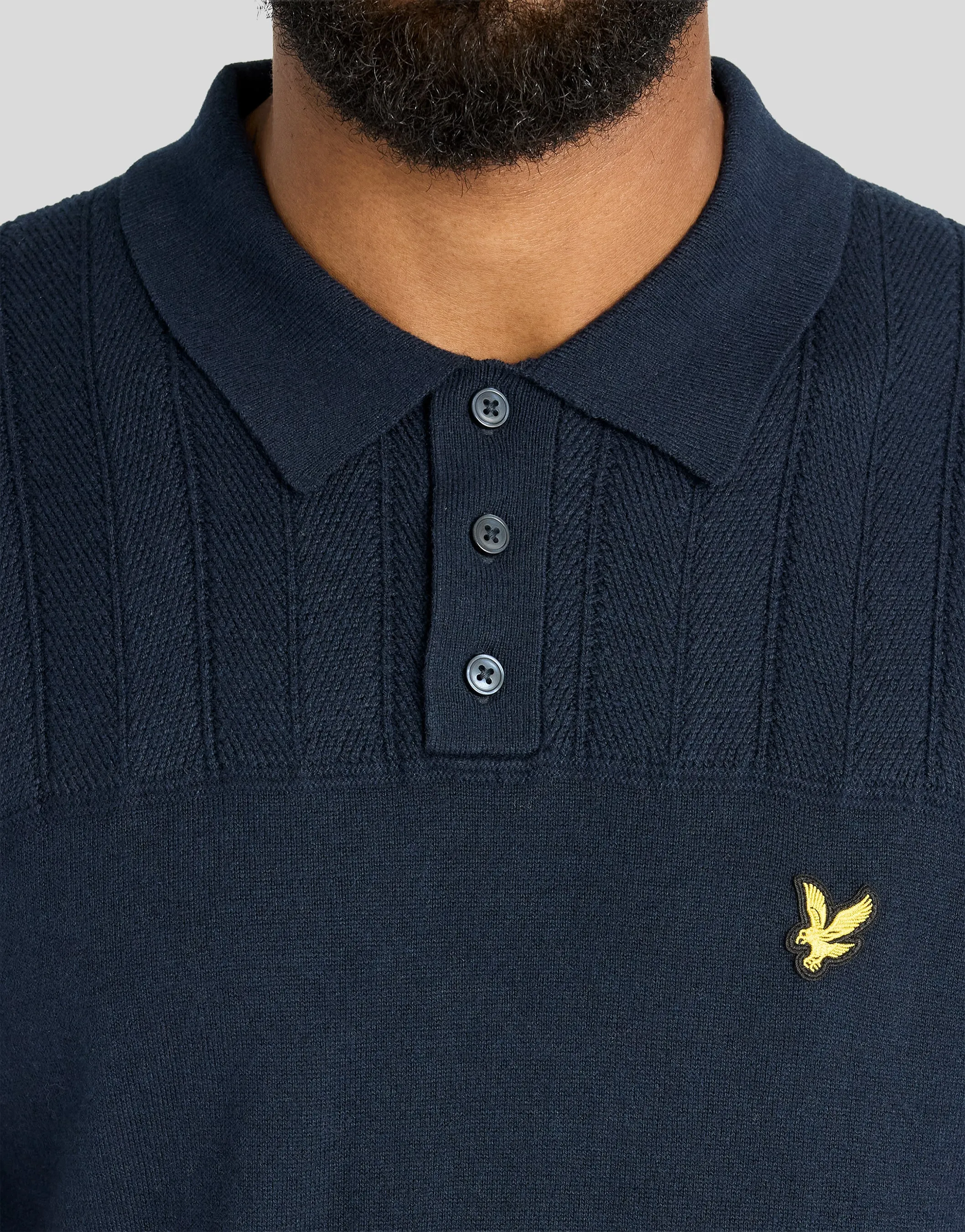 Texture Block Knitted Polo Shirt sold by Lyle & Scott product image thumbnail 3