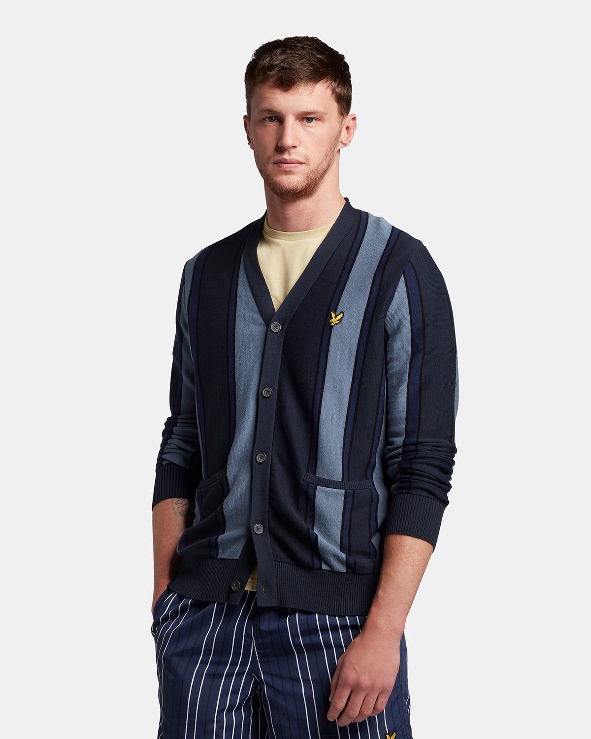 Vertical Stripe Cardigan sold by Lyle & Scott