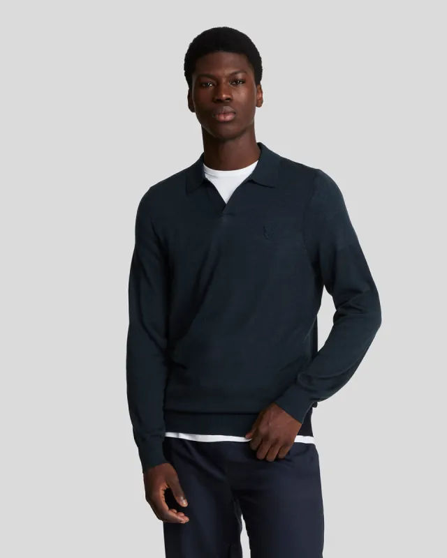 Tonal Eagle Merino Collared Jumper sold by Lyle & Scott