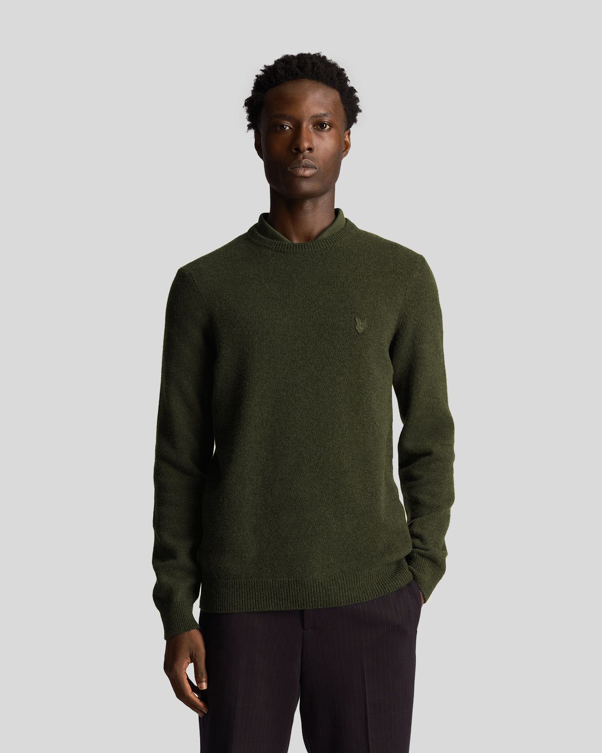 Tonal Eagle Crew Neck Lambswool Blend Jumper sold by Lyle & Scott
