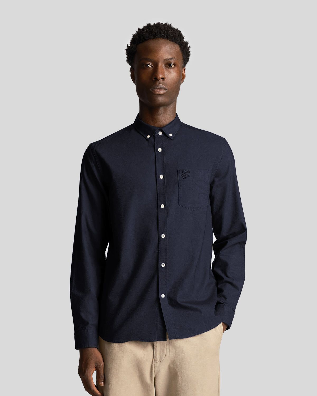 Tonal Eagle Light Weight Oxford Shirt sold by Lyle & Scott